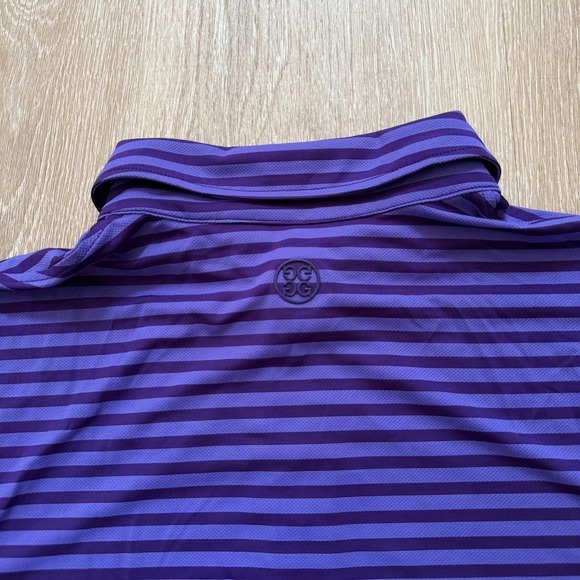G/FORE G4 Perforated Men's Medium Purple Stripe Golf Polo Shirt NWT Retail $110 - Picture 8 of 8